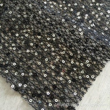 Nylon polyester franska paljetter nät spets klänning tyg